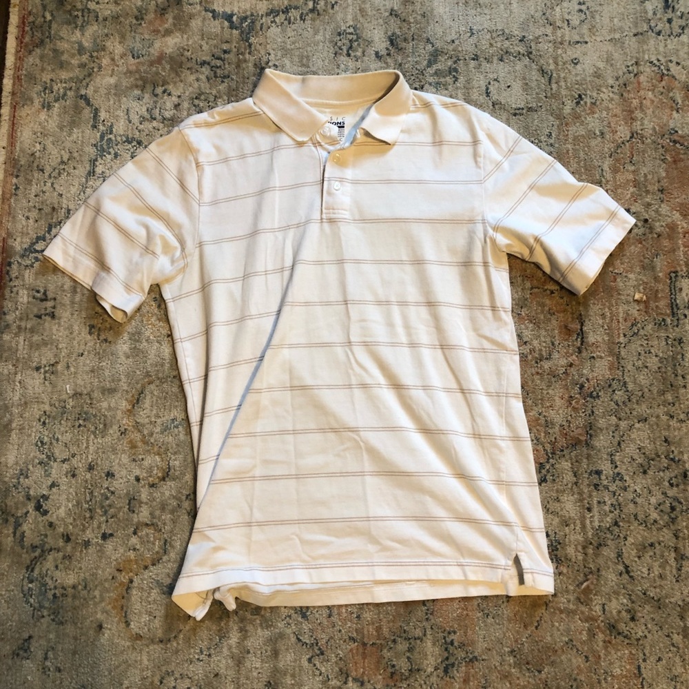 White wide striped polo